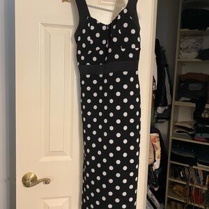 BLVD Black and White Polka Dot Midi Dress
